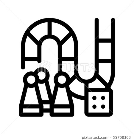 Interactive Kids Board Game Vector Thin Line Icon 55708303