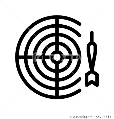 Interactive Kids Game Darts Vector Thin Line Icon 55708314