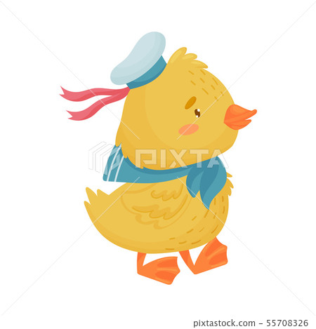 Cute yellow duckling sailor. Vector illustration on white background. Cute yellow duckling sailor. Vector illustration on white background. 55708326