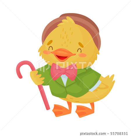 Cute yellow duckling gentleman. Vector illustration on white background. Cute yellow duckling gentleman. Vector illustration on white background. 55708331