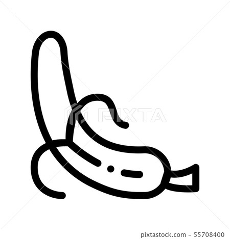 Healthy Food Fruit Banana Vector Thin Line Icon Stock Illustration