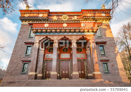 The Datsan Gunzechoinei is a large Buddhist temple. St. Petersburg, Russia. Buddhist datsan facade The Datsan Gunzechoinei is a large Buddhist temple. St. Petersburg, Russia. Buddhist datsan facade 55709041