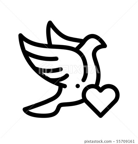 Pigeon And Heart Wedding Thin Line Vector Icon 55709161