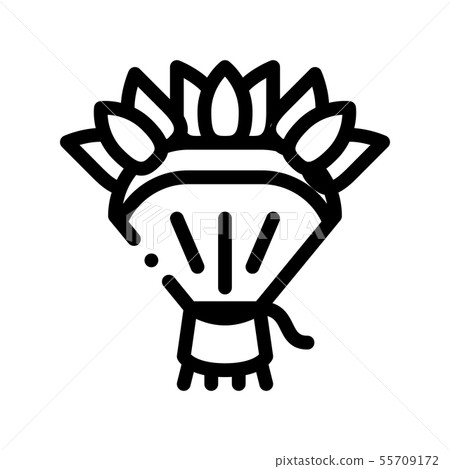 Bride Wedding Bunch Of Flowers Couple Vector Icon 55709172