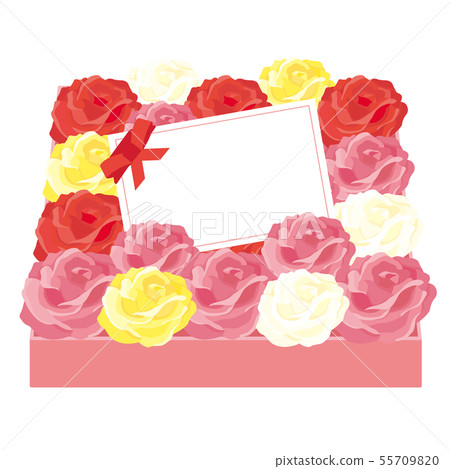 Message card in the flower box -Red rose- 55709820