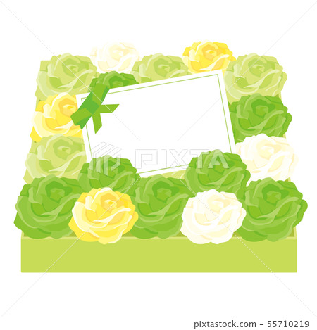 Message card in a flower box-green rose- 55710219