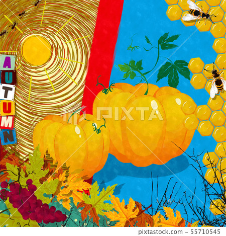 Watercolor autumn card 55710545