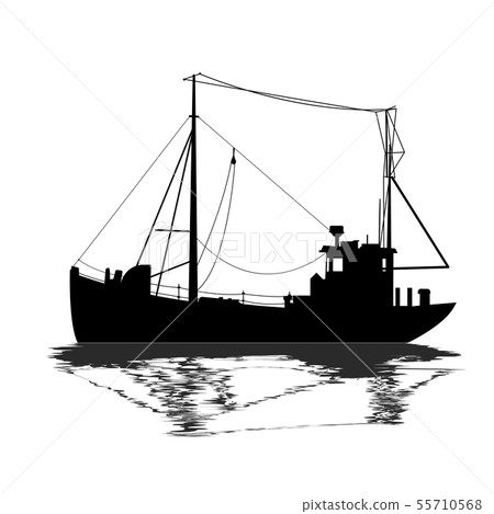 Fishing ship silhouette 55710568