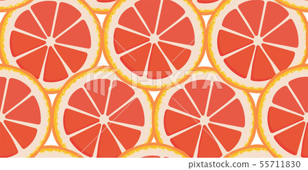 Vector seamless pattern with grapefruit slices....-插圖素材 [55711830 ...