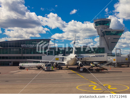 Helsinki Airport Finland 26.07.2019: Finnair 55711946