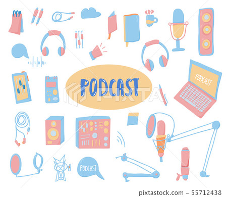 Podcast text with decoration. Vector color design 55712438