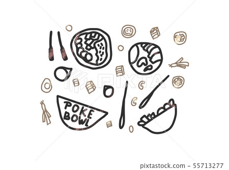 Poke bowl sign. Vector design color illustration. 55713277