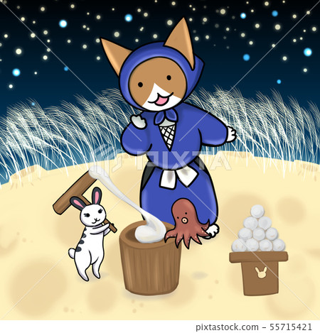 Zodiac signs, New Year's cards, Jugoya (Rabbit mochi, cat illustration) 55715421