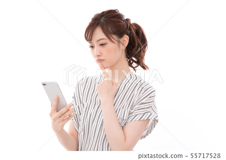 Young woman smartphone 5G 55717528
