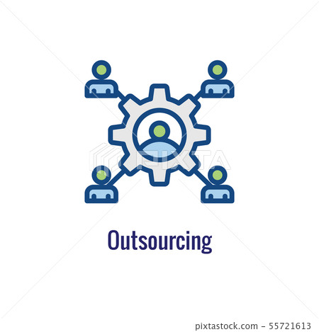In-Company and Outsource Icon with freelancing or 55721613