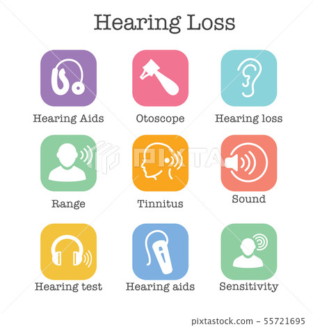 Hearing Aid or loss with Sound Wave Images Set 55721695
