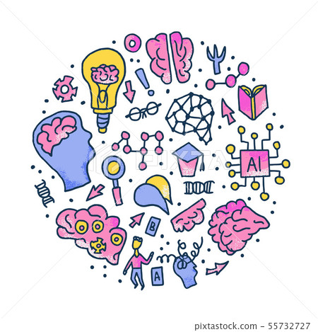 Cognitive science concept. Set of vector elements. Cognitive science concept. Set of vector elements. 55732727