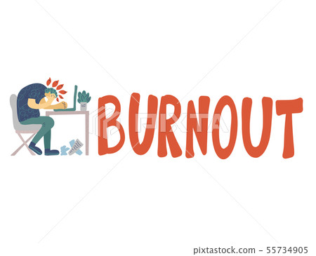 Burnout concept. Vector person at the table. 55734905