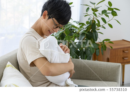 Daddy on childcare leave Child care baby Daddy on childcare leave Child care baby 55738310