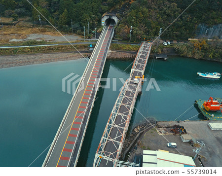 Aerial view from above Hioki Bridge of Hioki River 55739014