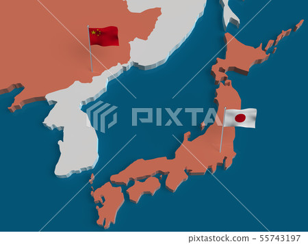 CG 3D例證3D設計世界地圖東亞日本俄羅斯俄羅斯韓國朝鮮 55743197
