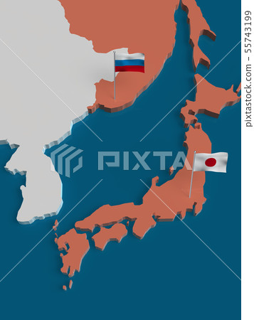 CG 3D illustration 3D design world map East Asia Japan Russia Russia Korea North Korea 55743199
