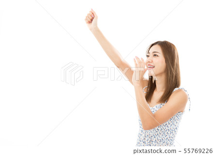 Cheering young woman Cheering young woman 55769226