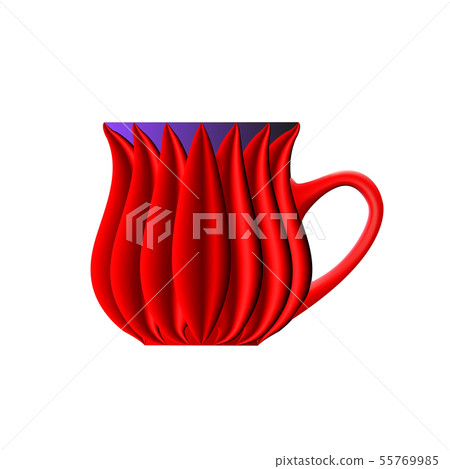 Teacup red vector abstract. Mock Up ceramic Teacup red vector abstract. Mock Up ceramic 55769985