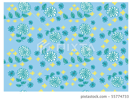 花卉圖案藍色大麗花圖案 55774733