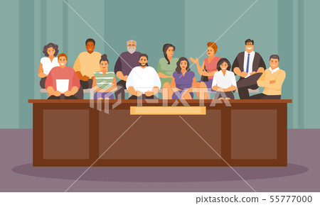 Jurors in the courtroom vector 55777000