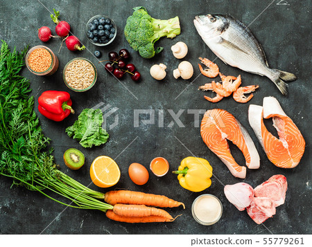 Collagen in food concept, copy space, top view 55779261