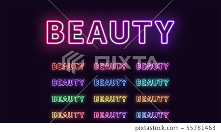 Neon text Beauty, expressive Title, word Beauty Neon text Beauty, expressive Title, word Beauty 55781463