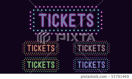 Neon text Tickets, expressive Title. Neon Tickets Neon text Tickets, expressive Title. Neon Tickets 55781469