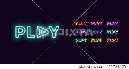 Neon text Play, expressive Title. Neon Play word Neon text Play, expressive Title. Neon Play word 55781473