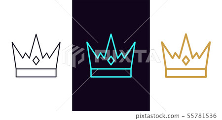 Crown icon with different stroke thickness, King Crown icon with different stroke thickness, King 55781536