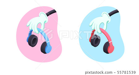 Wireless Headphones with Cartoon hand, Isometry Wireless Headphones with Cartoon hand, Isometry 55781539