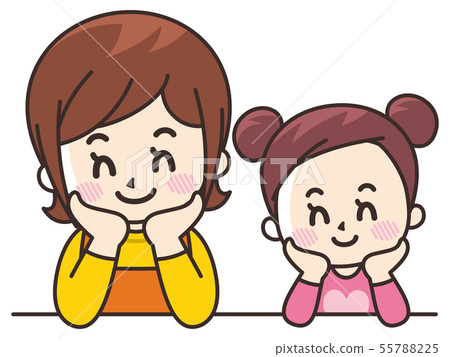 戴著面頰藤莖的母親和女兒 戴著面頰藤莖的母親和女兒 55788225