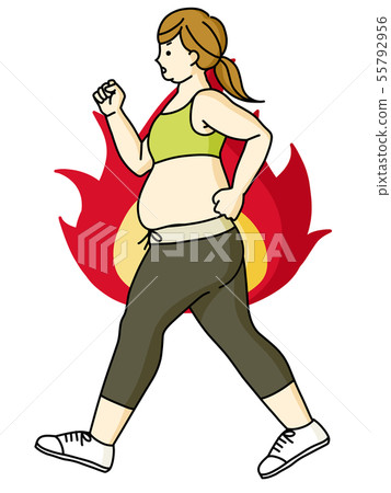 Obese women-walking-flame (burning, motivation) 55792956