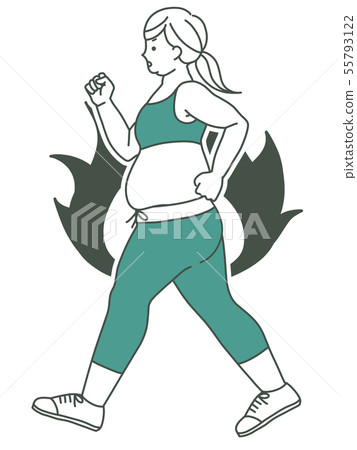 Obese women-walking-flame (burning, motivation)-2 colors Obese women-walking-flame (burning, motivation)-2 colors 55793122