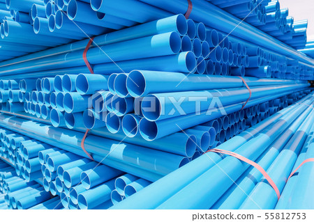 PVC pipe stacked in warehouse 55812753