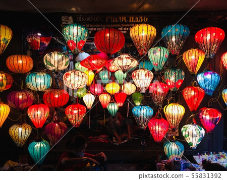 Colorful of light lantern at night street Hoi An 55831392