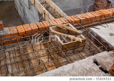 construction site of a brick house construction site of a brick house 55834331