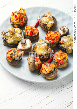 Mushrooms stuffed with vegetables 55835965