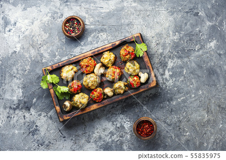 Mushrooms stuffed with vegetables 55835975