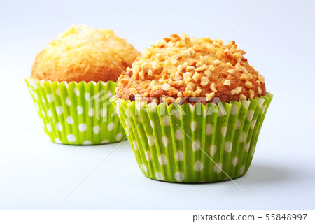 Assorted with Delicious homemade cupcakes with raisins and chocolate isolated on white background 55848997