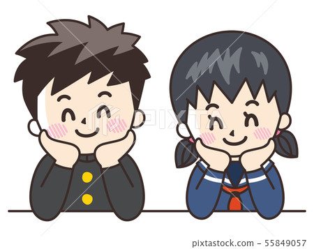 初中和高中學生戴著臉頰手杖 初中和高中學生戴著臉頰手杖 55849057