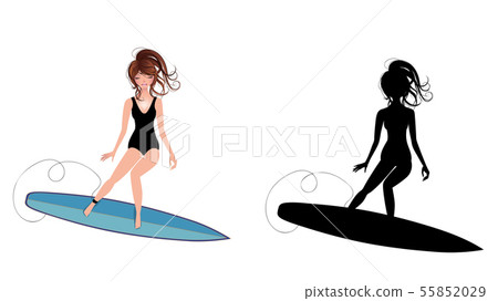 Cartoon girl surfer Cartoon girl surfer 55852029