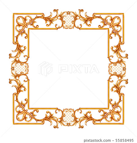 Baroque style elements. Watercolor hand drawn Baroque style elements. Watercolor hand drawn 55858495