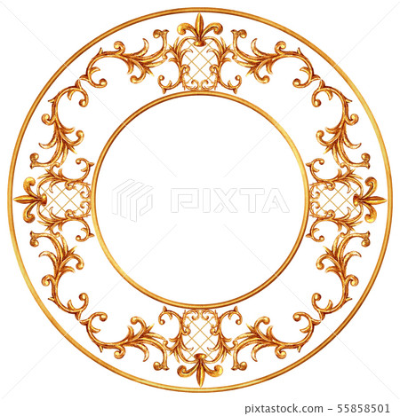 Baroque style elements. Watercolor hand drawn Baroque style elements. Watercolor hand drawn 55858501