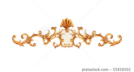 Gold ornament baroque style element vignette. Gold ornament baroque style element vignette. 55858502